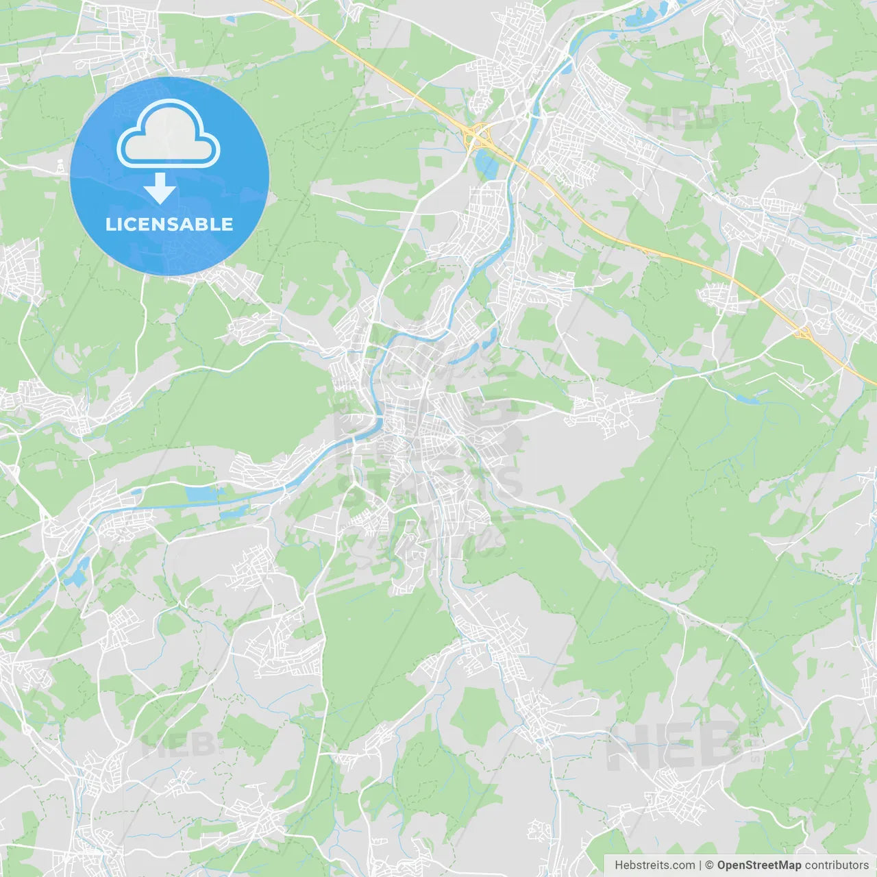 Nurtingen, Germany printable street map