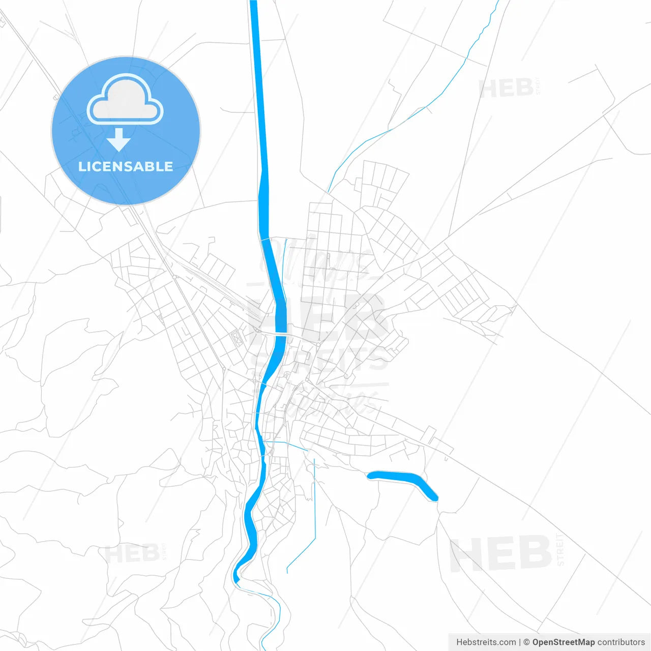 Asenovgrad, Bulgaria bright two-toned vector map