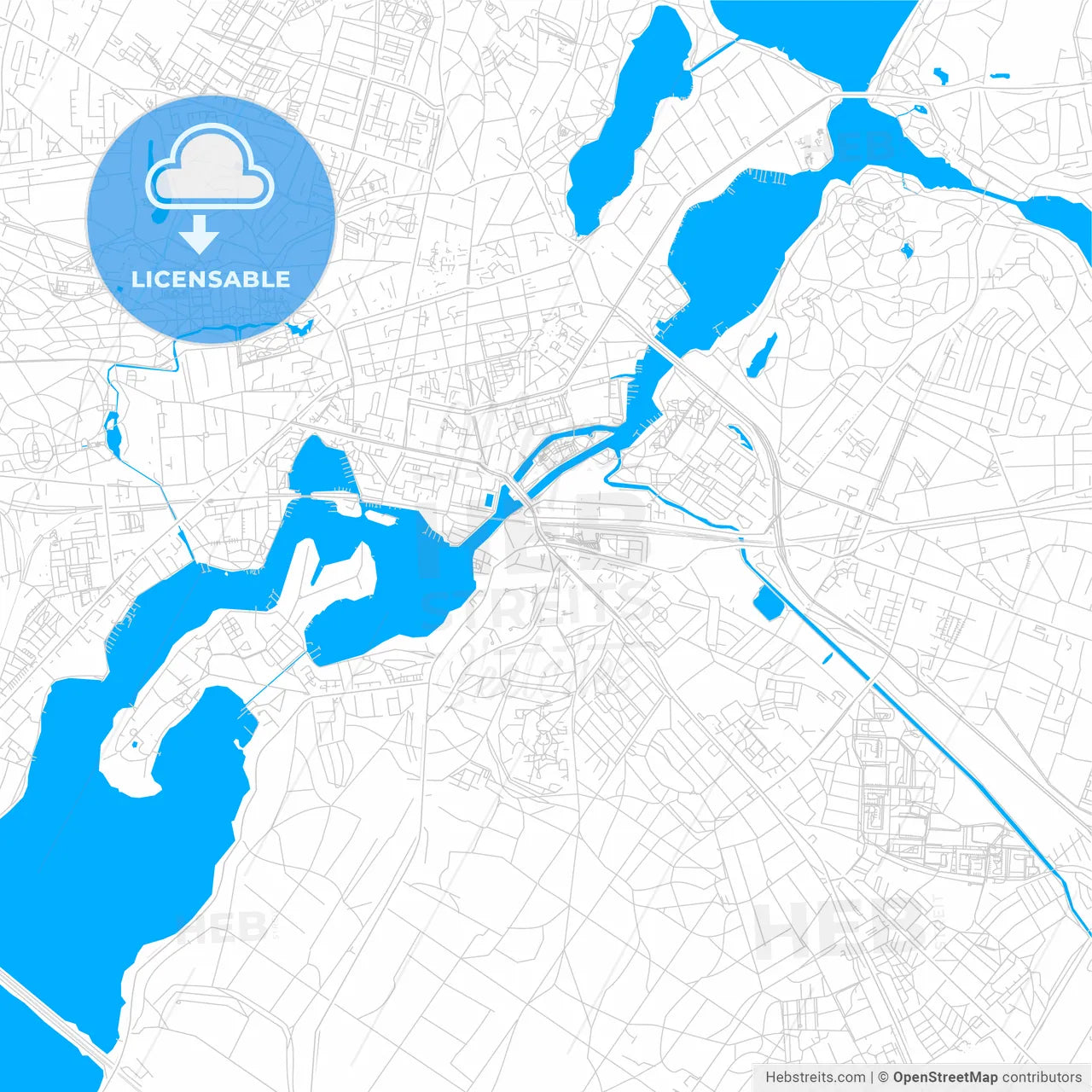 Potsdam, Germany bright two-toned vector map