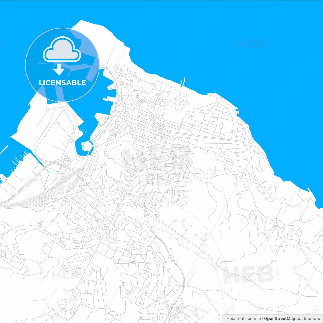 Ancona, Italy bright two-toned vector map