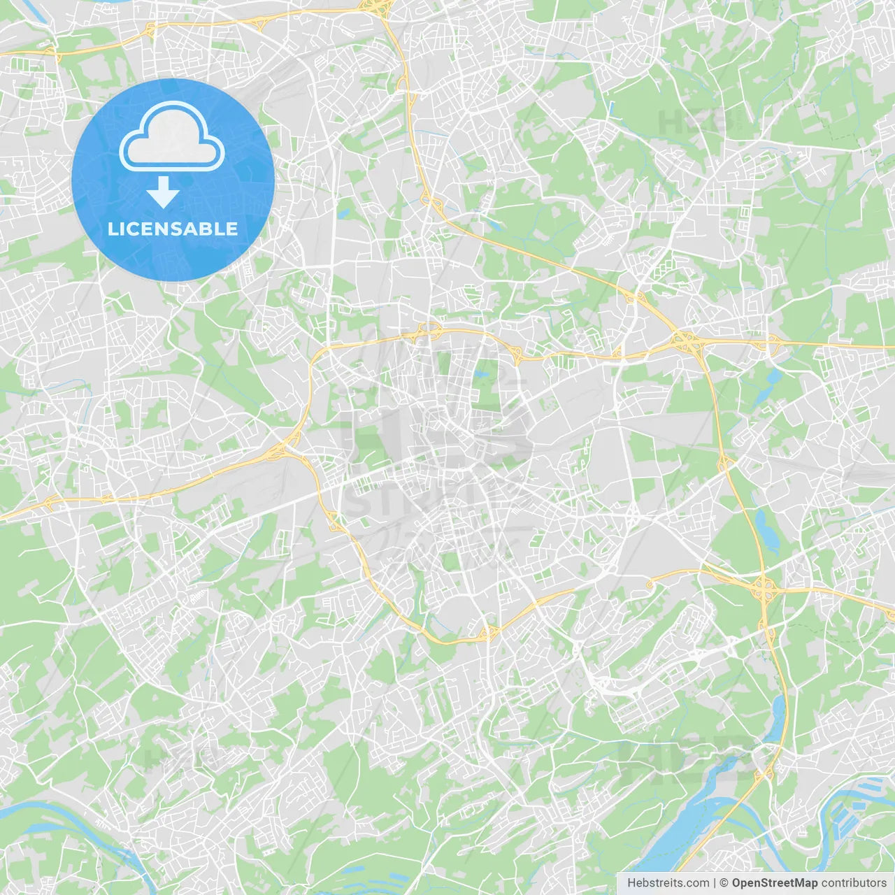 Bochum, Germany printable street map