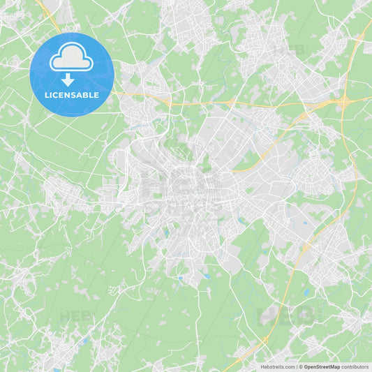 Aachen, Germany printable street map