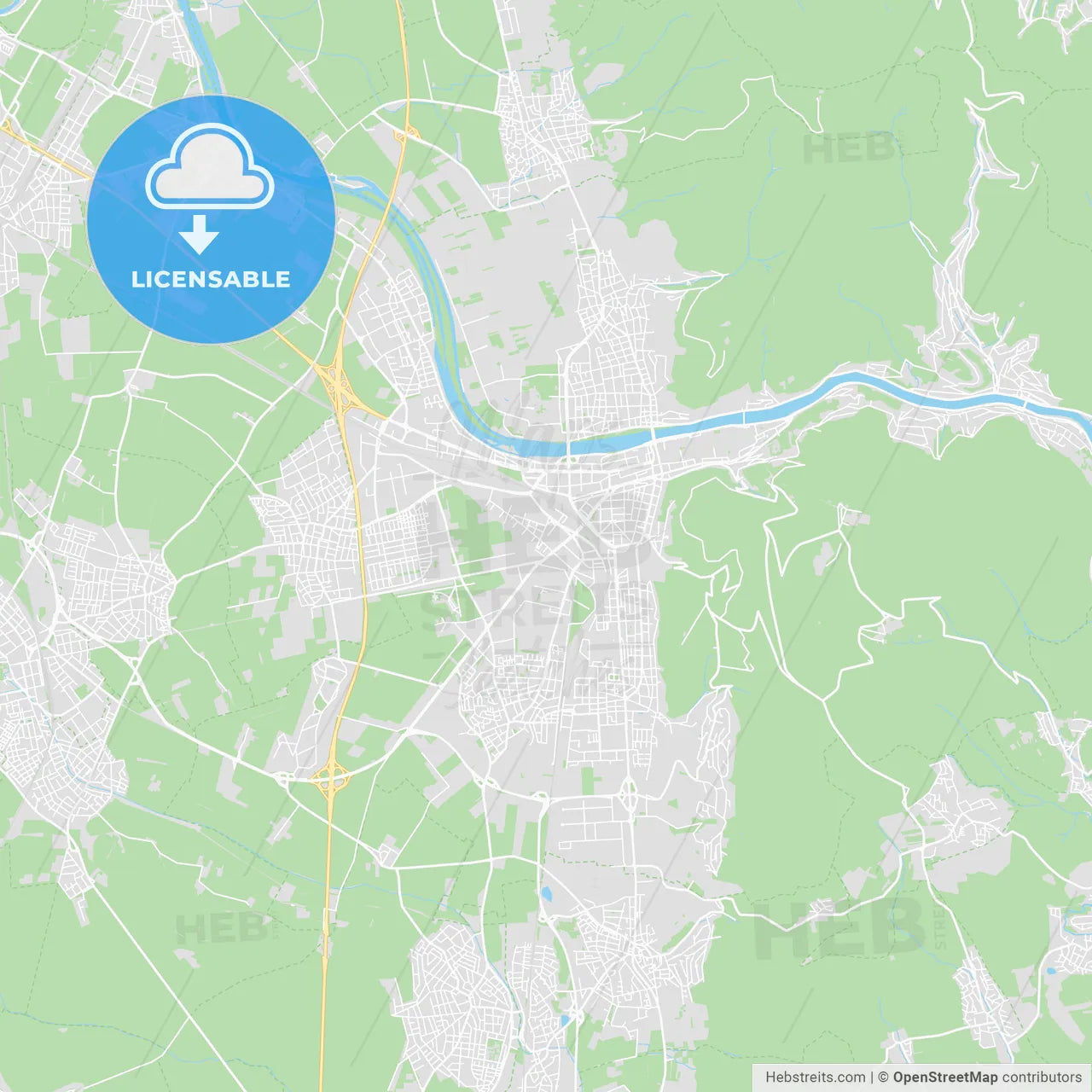 Heidelberg, Germany printable street map