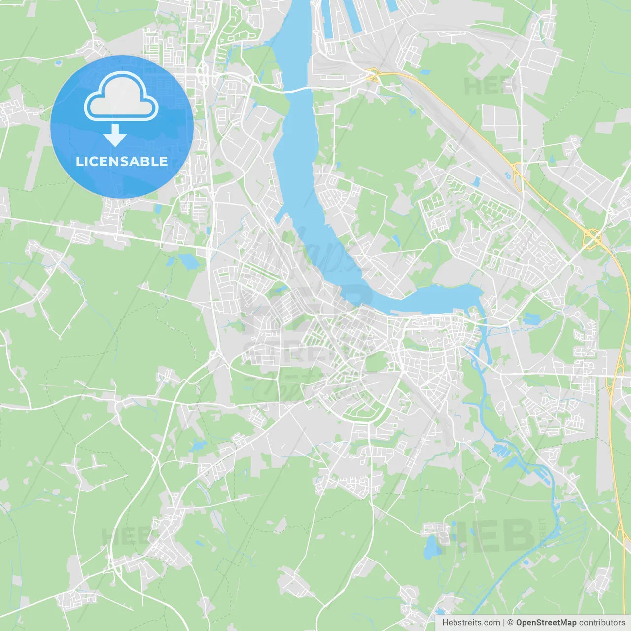 Rostock, Germany printable street map