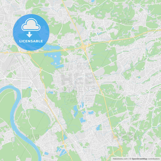 Hilden, Germany printable street map