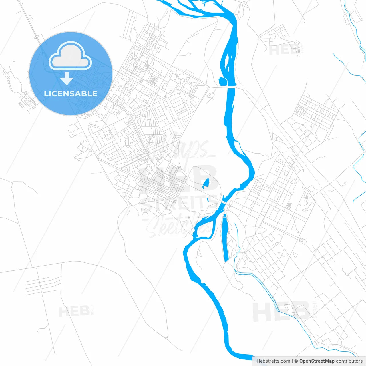 Rustavi, Georgia bright two-toned vector map