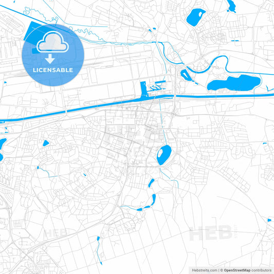 Wolfsburg, Germany bright two-toned vector map