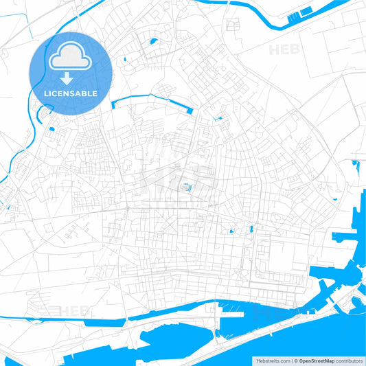 Wilhelmshaven, Germany bright two-toned vector map