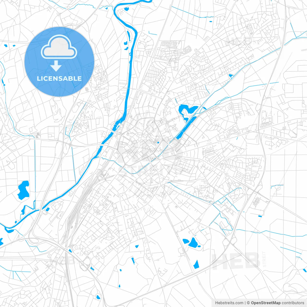 Gießen, Germany bright two-toned vector map