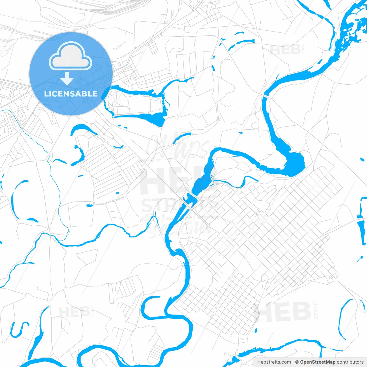 Orsk, Russia bright two-toned vector map