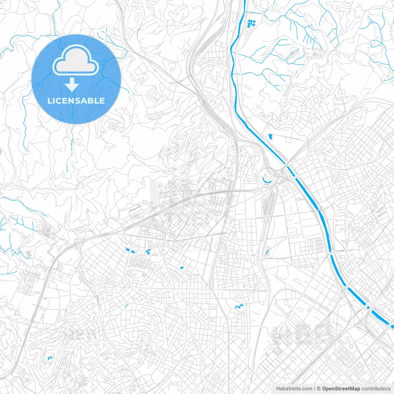 Nou Barris, Spain bright two-toned vector map