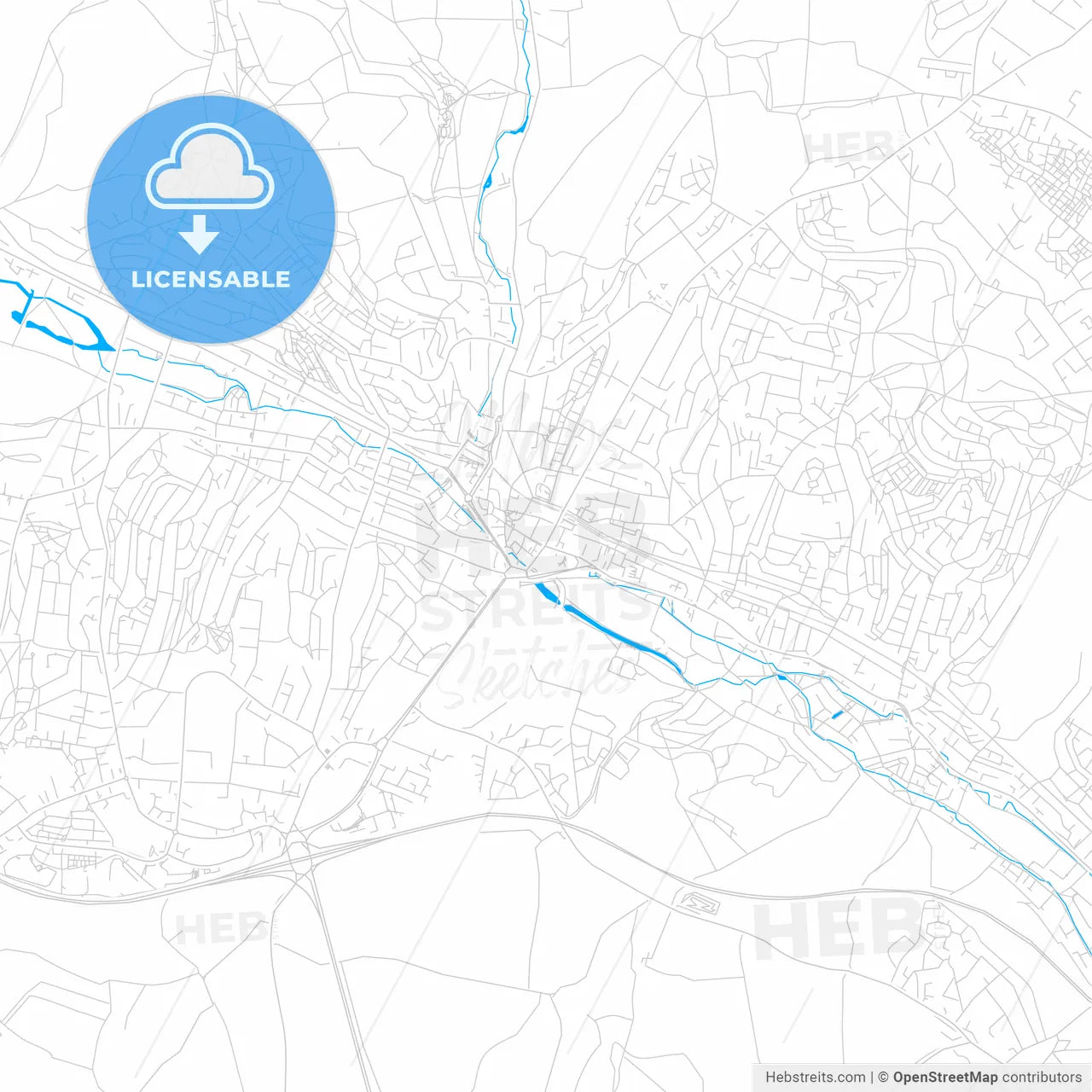 High Wycombe, England bright two-toned vector map