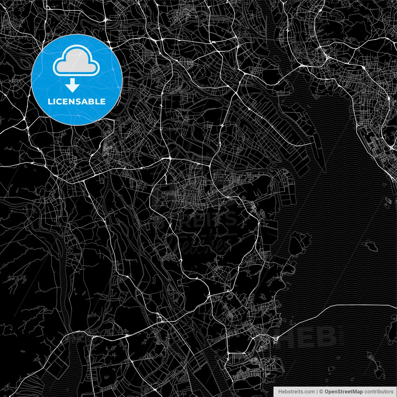 Area map of Zhongshan, China, Province Guangdong