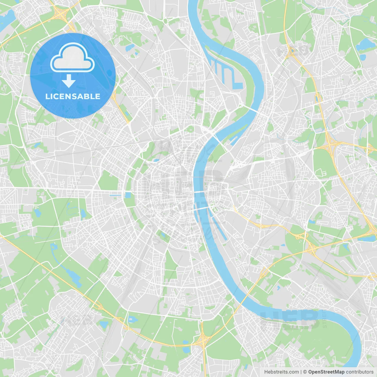 Cologne, Germany printable street map