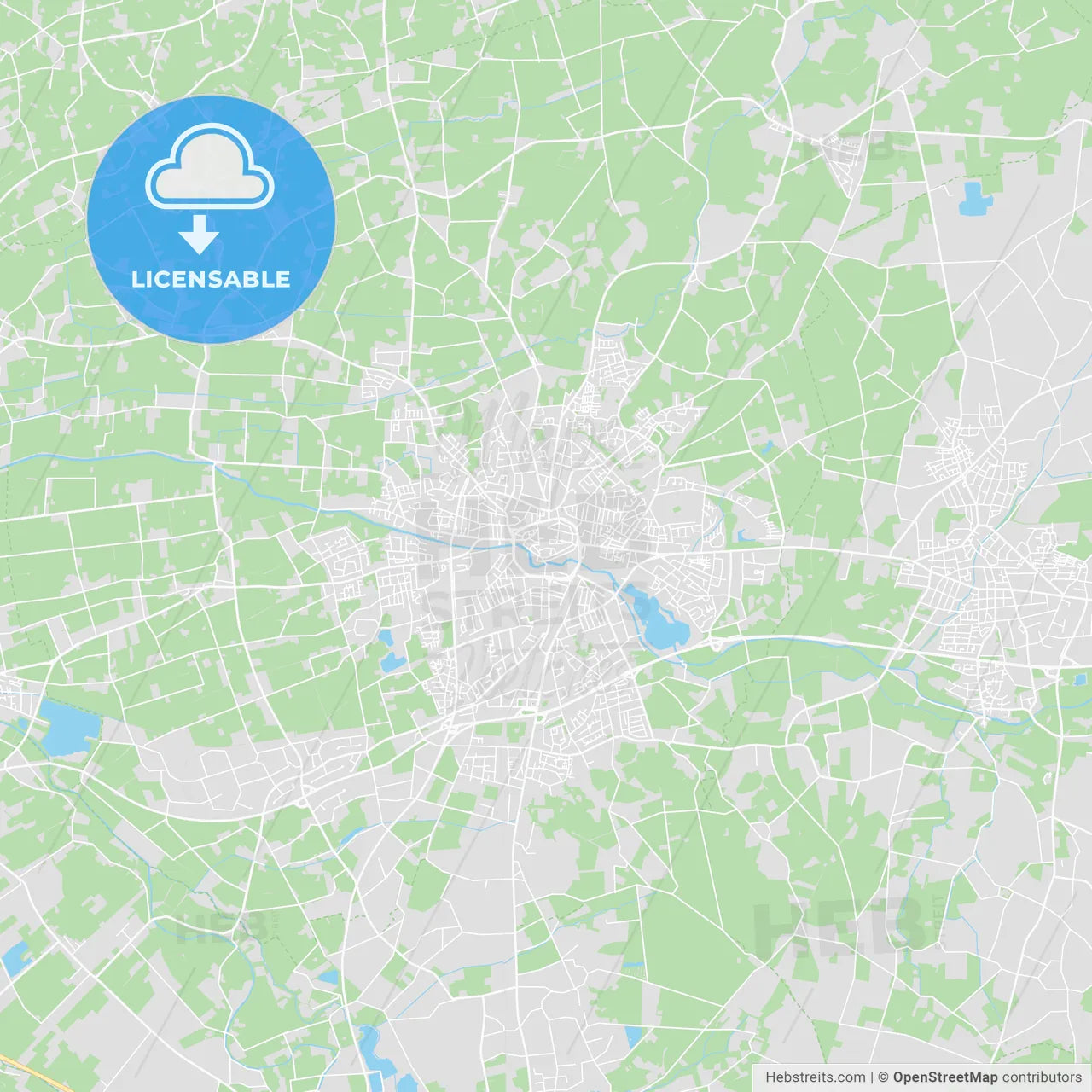 Bocholt, Germany printable street map