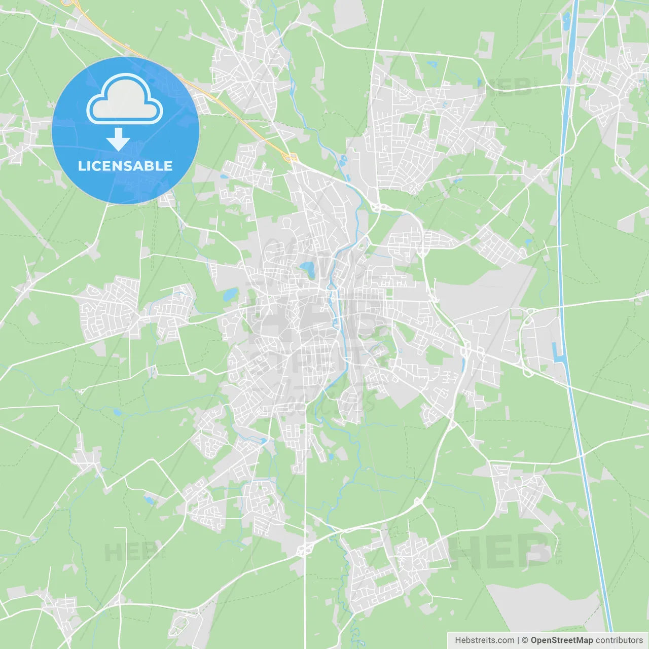 Luneburg, Germany printable street map