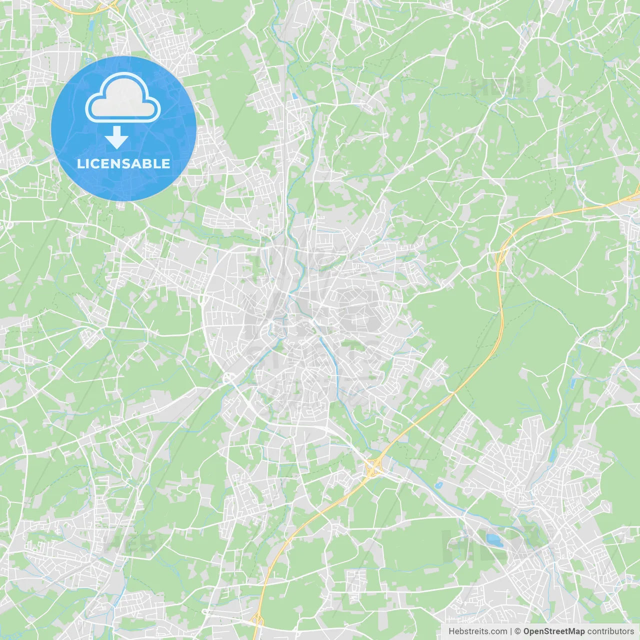 Herford, Germany printable street map