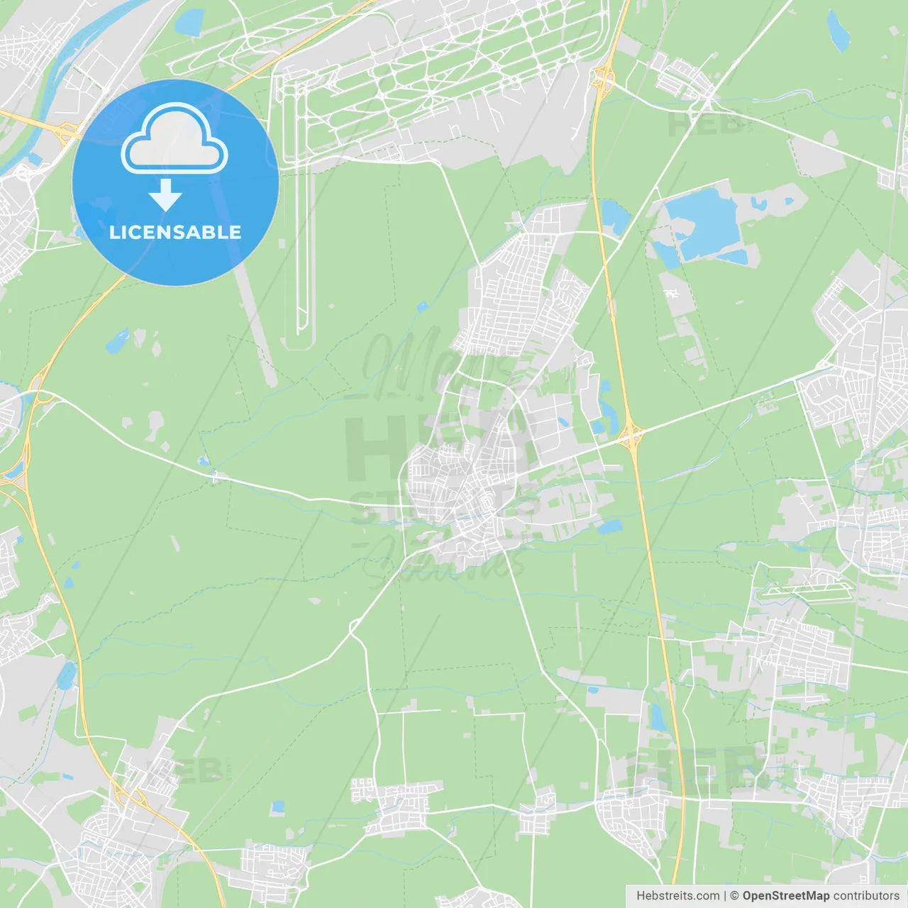 Morfelden-Walldorf, Germany printable street map