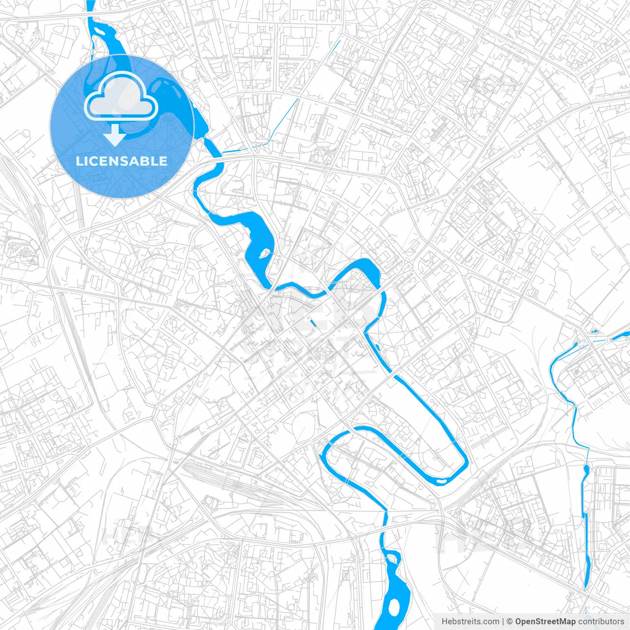 Minsk, Belarus bright two-toned vector map