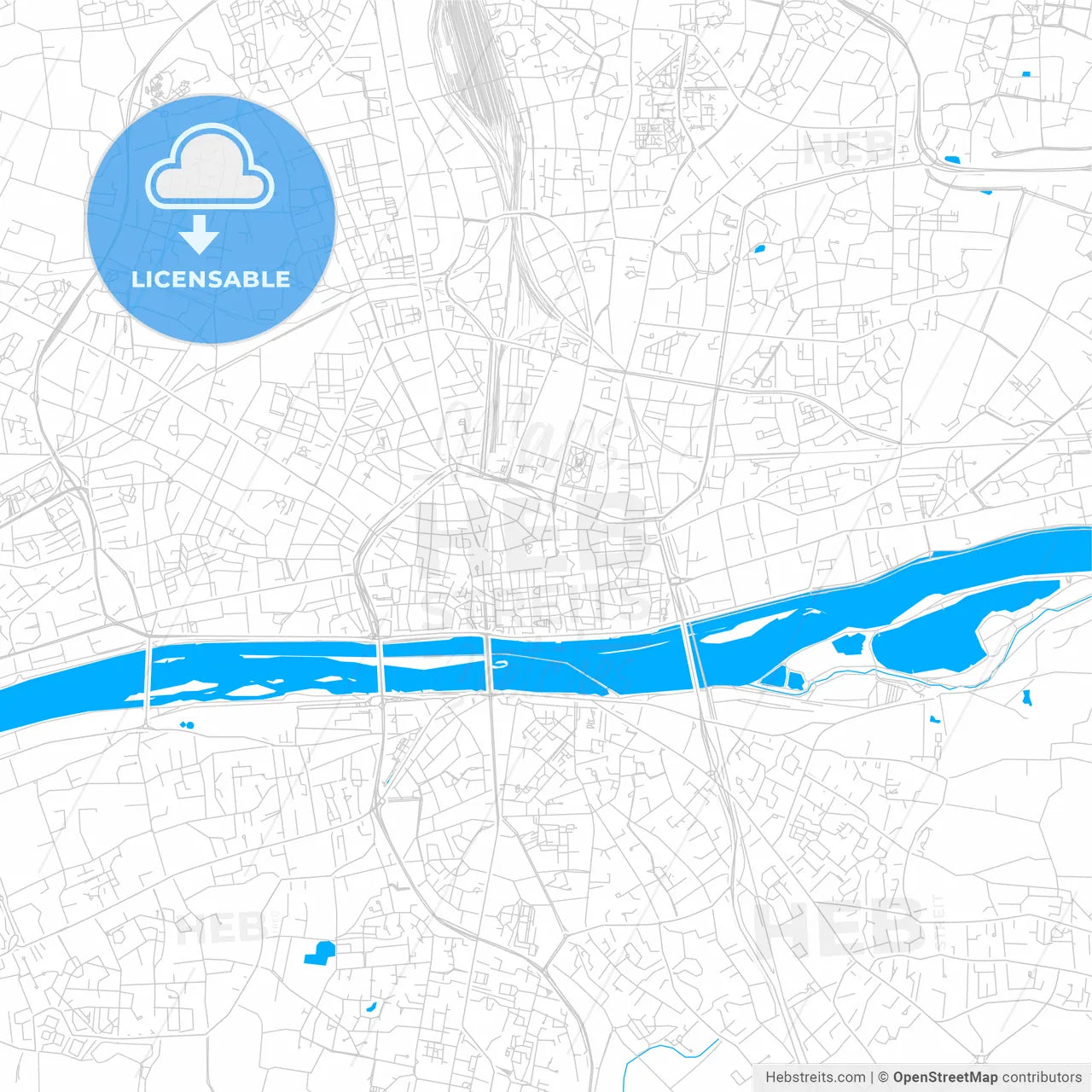 Orléans, France bright two-toned vector map