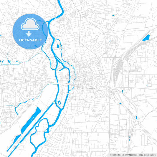 Halle Saale, Germany bright two-toned vector map