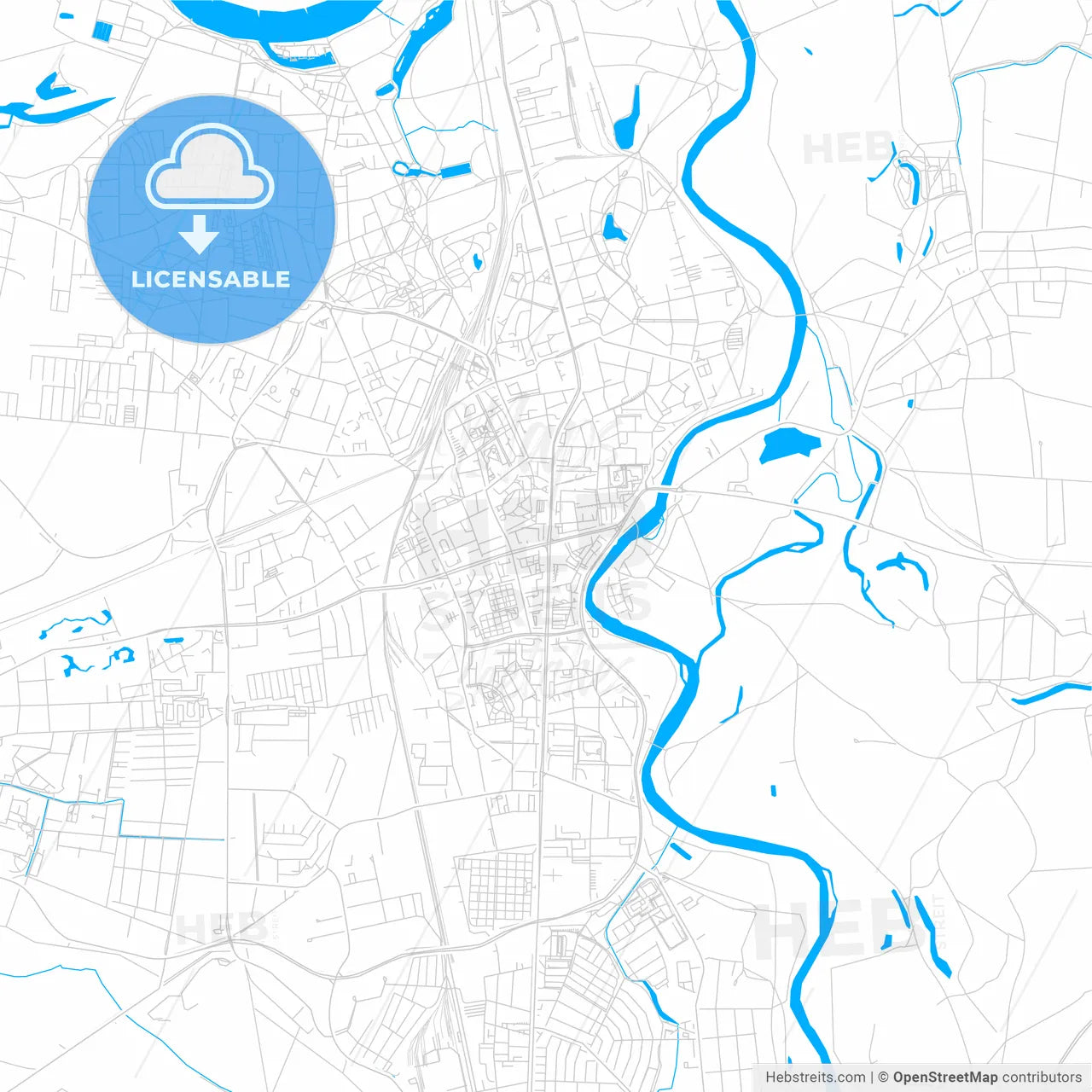 Dessau-Roßlau, Germany bright two-toned vector map