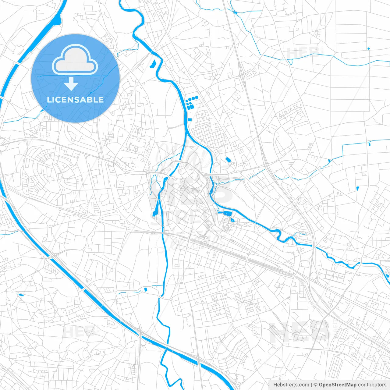 Furth, Germany bright two-toned vector map