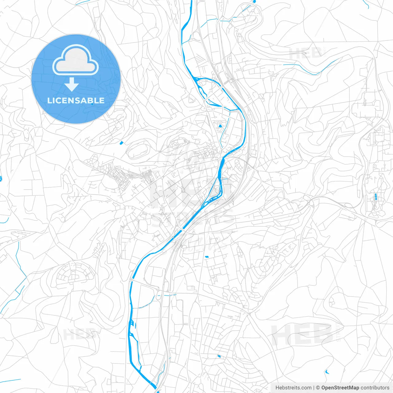 Marburg, Germany bright two-toned vector map