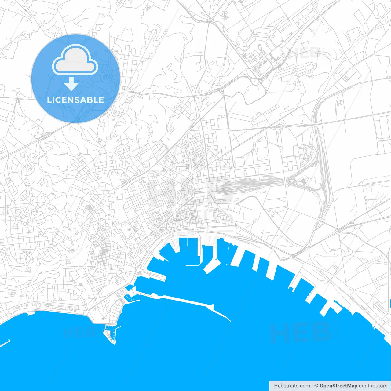 Naples, Italy bright two-toned vector map