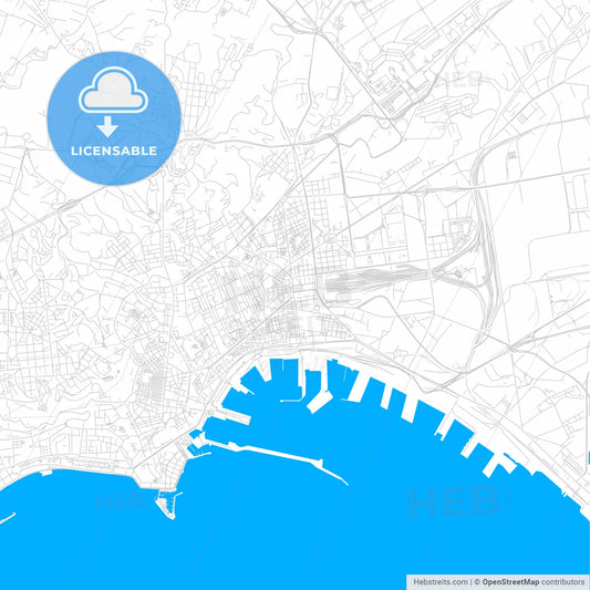 Naples, Italy bright two-toned vector map