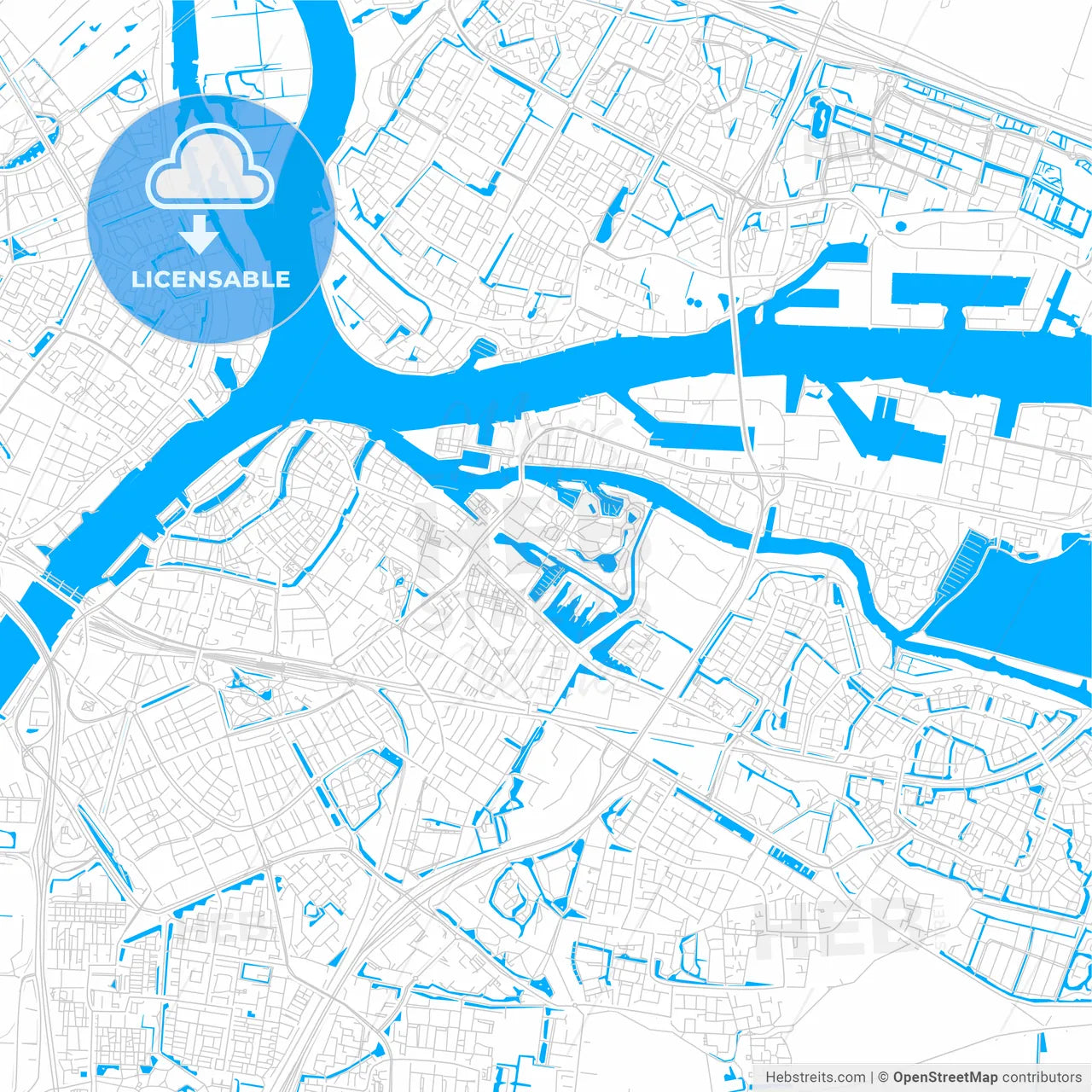 Dordrecht, Netherlands bright two-toned vector map