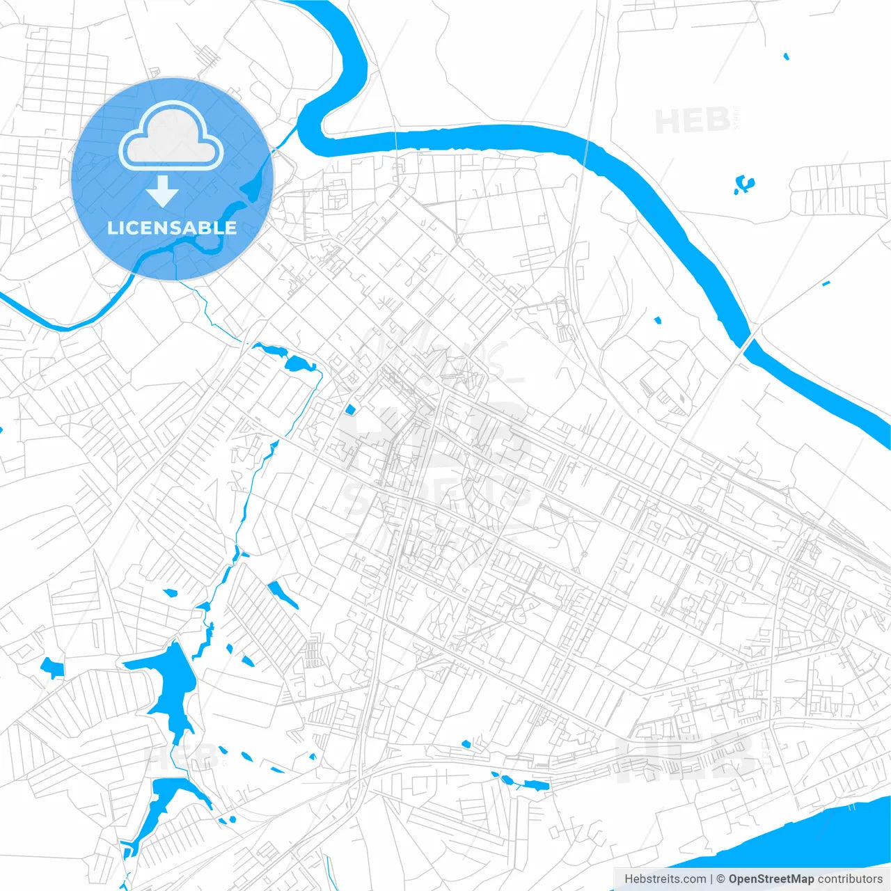 Kolomna, Russia bright two-toned vector map