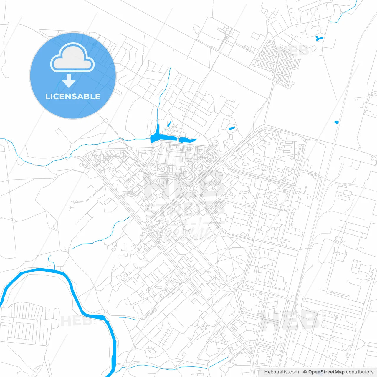 Obninsk, Russia bright two-toned vector map