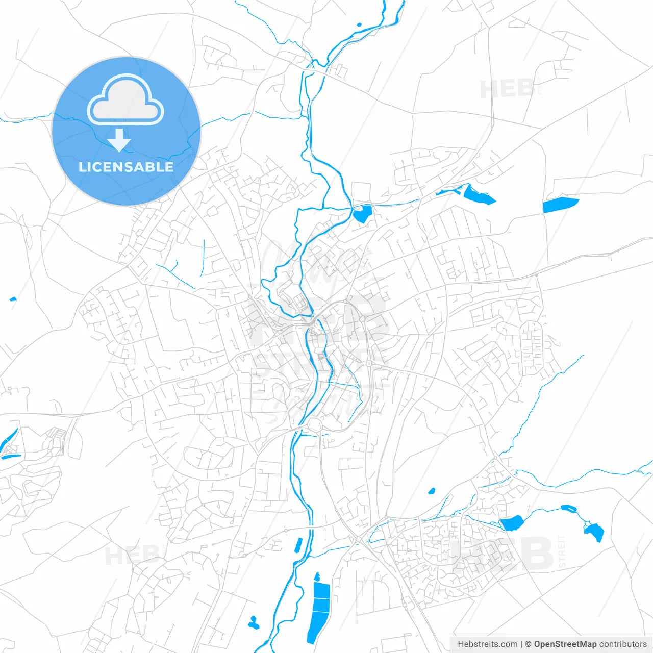 Kidderminster, England bright two-toned vector map