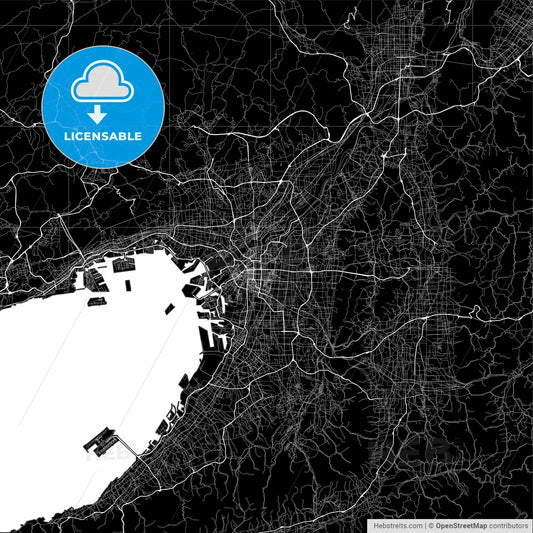 Dark area map of Osaka, Japan