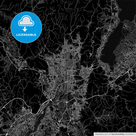 Dark area map of Kyoto, Japan