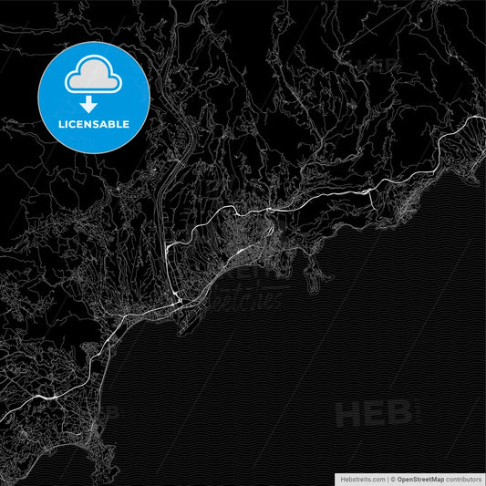 Dark area map of Nice, France