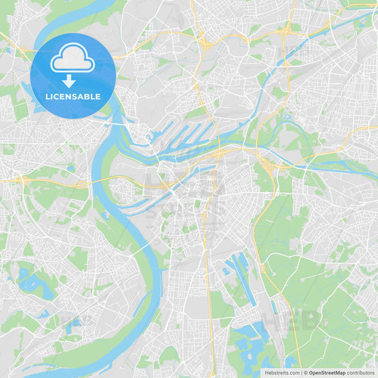 Duisburg, Germany printable street map