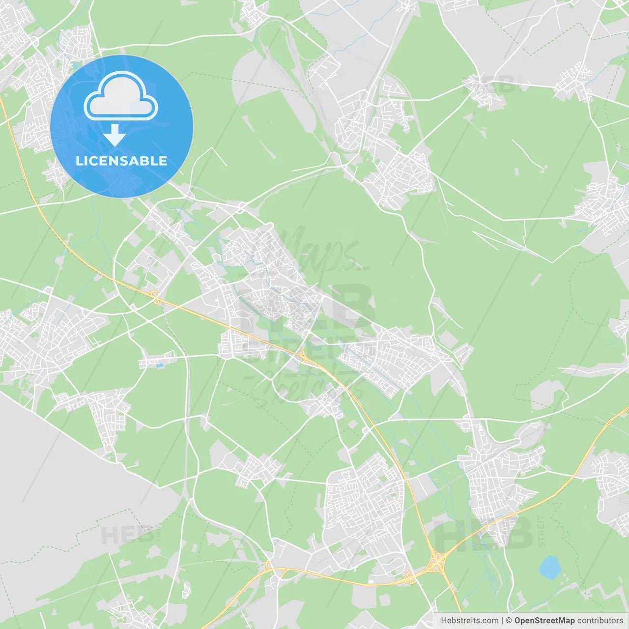 Bergheim, Germany printable street map