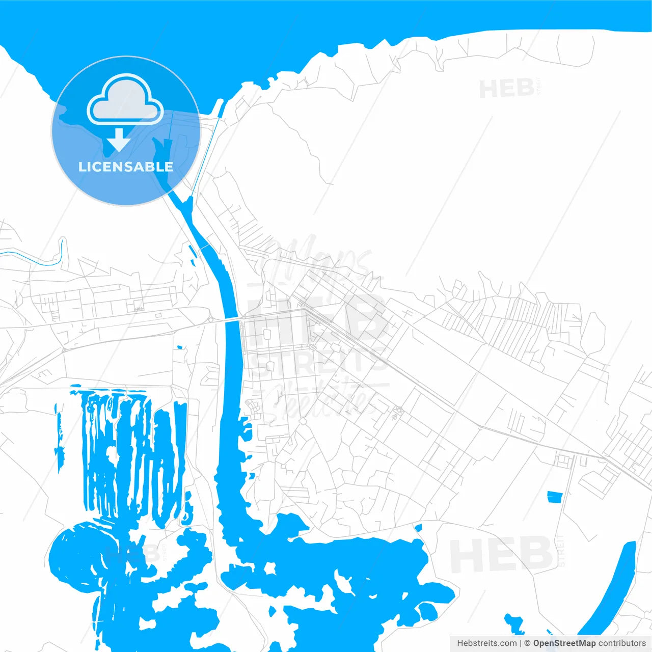 Mingachevir, Azerbaijan bright two-toned vector map