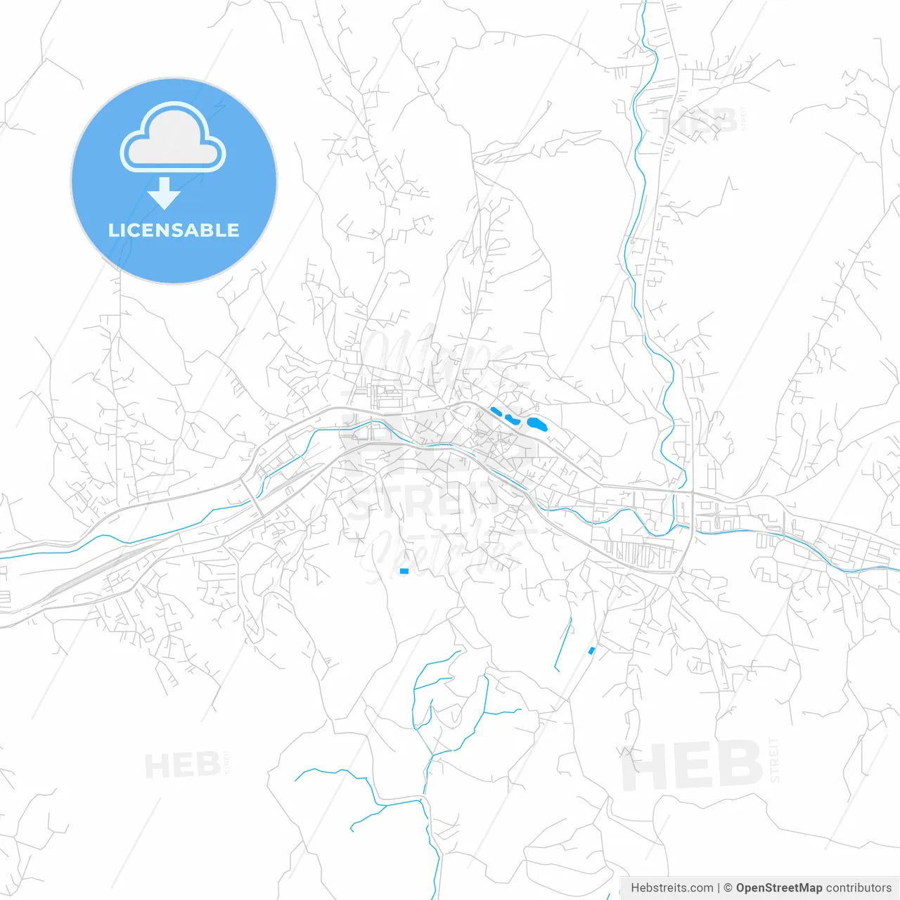 Tuzla, Bosnia and Herzegovina bright two-toned vector map