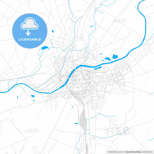 Přerov, Czechia bright two-toned vector map
