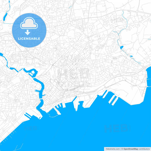 Brest, France bright two-toned vector map