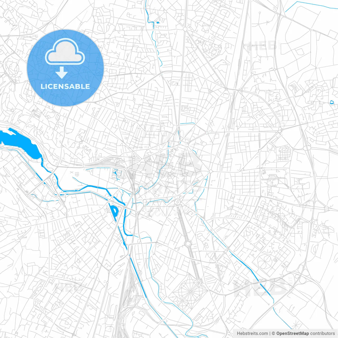 Dijon, France bright two-toned vector map