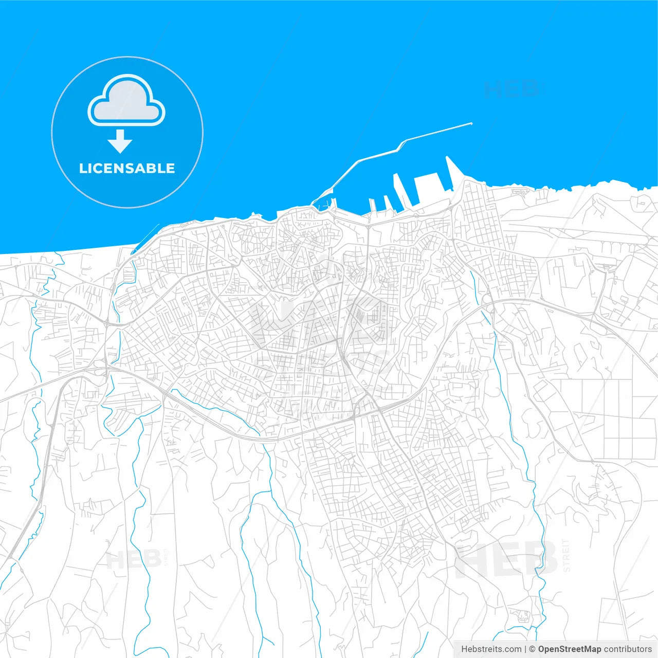 Heraklion, Greece bright two-toned vector map