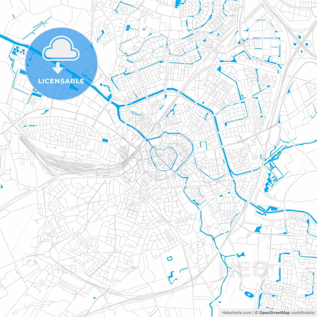 Amersfoort, Netherlands bright two-toned vector map