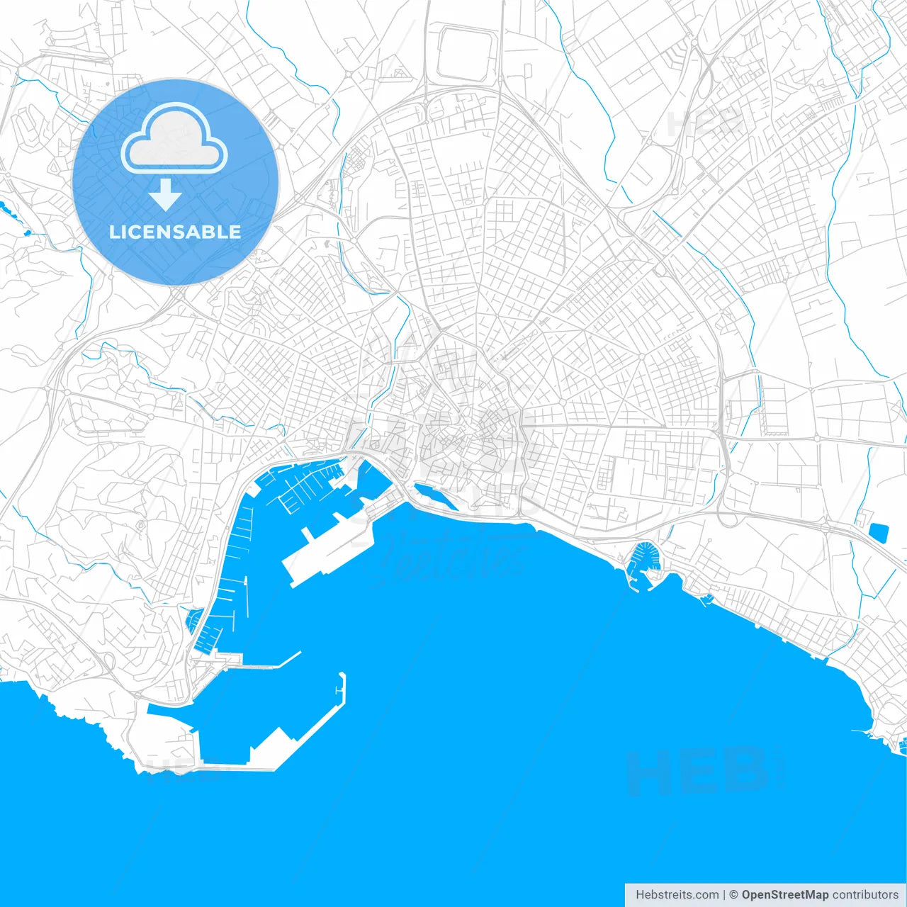 Palma, Spain bright two-toned vector map