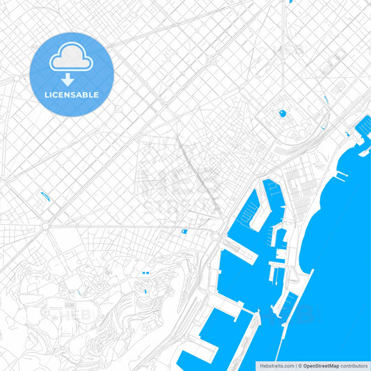 Ciutat Vella, Spain bright two-toned vector map
