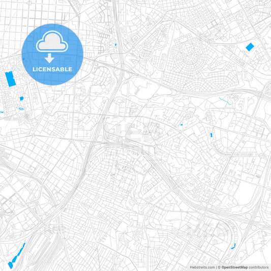 Moratalaz, Spain bright two-toned vector map