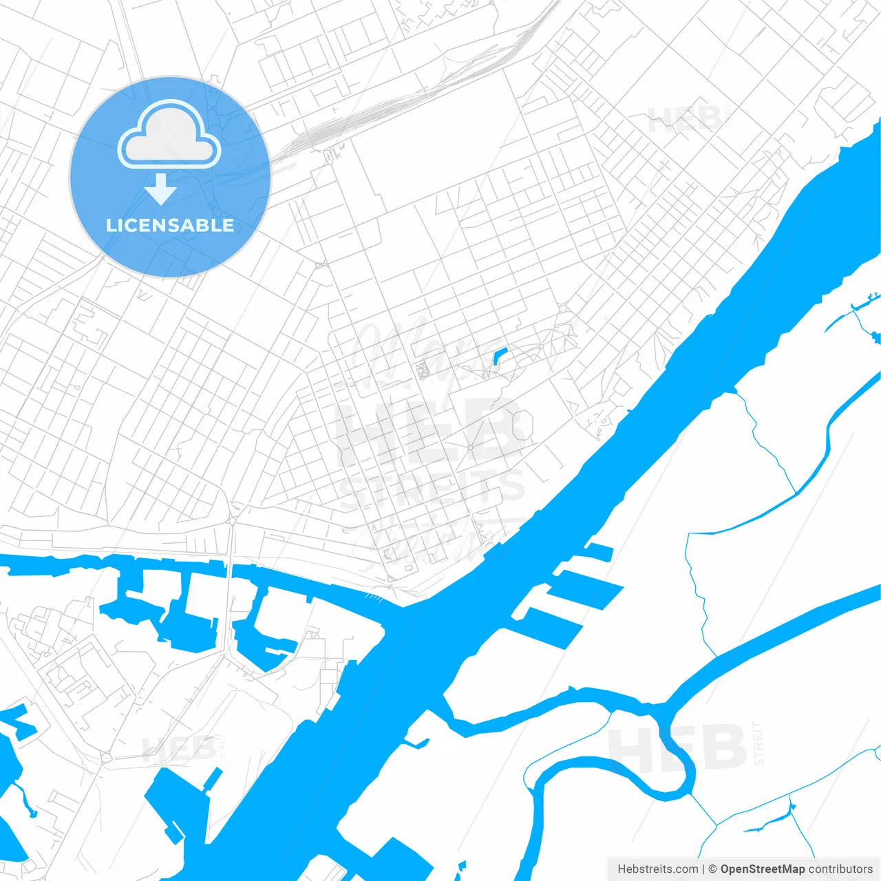 Kherson, Ukraine bright two-toned vector map